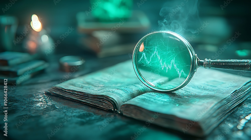 Poster explore the intersection of knowledge and technology through a magnifying glass on data analysis