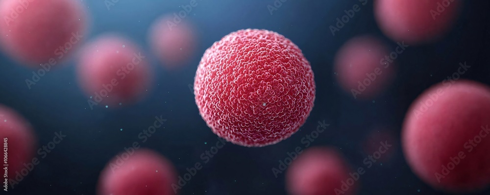 Poster close-up of a vibrant red cell in a microscopic view, showcasing intricate details and texture again
