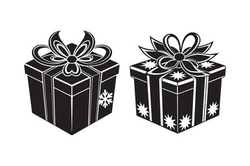 Christmas Gift Box Silhouette vector illustration, Gift Box Silhouette,  Gift Box Silhouette Bundle 