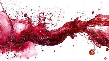 Vibrant Crimson Splash: Dynamic Liquid Art for a Sporty Interior Poster - Energize Your Space with Playful Shapes and Bubbles!