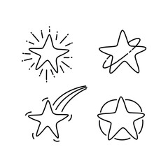 Hand drawn doodle stars with different style  isolated.