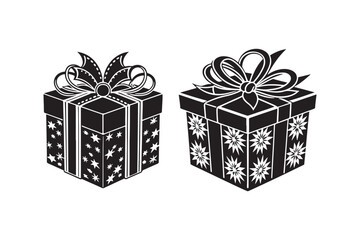 Christmas Gift Box Silhouette vector illustration, Gift Box Silhouette,  Gift Box Silhouette Bundle 