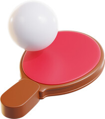 3D Table Tennis Paddle and Ball Icon for Sports, Game, and Recreation Illustration