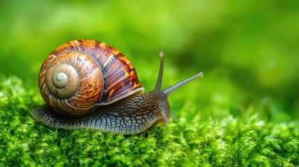 Discover the fascinating life of snails as they move gracefully through lush green moss