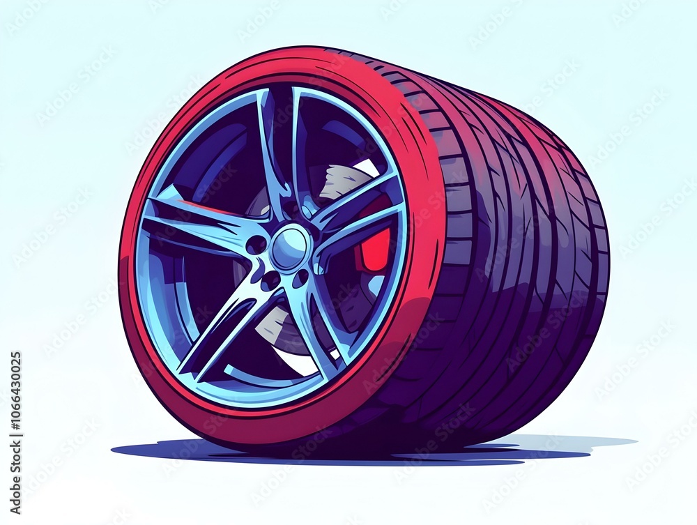 Poster flat glossy tire close up plain background copy space - emphasizing performance and excitement in dr