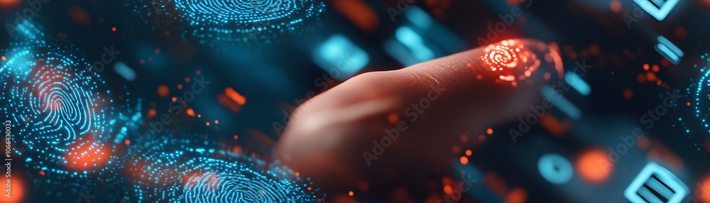 Poster macro shot family fingerprints smart home interface control panel close up personalization security 