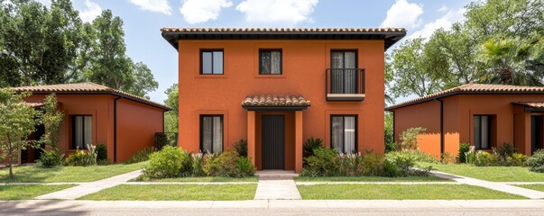 Obraz premium Modern Neighborhood Homes with Bright Exteriors