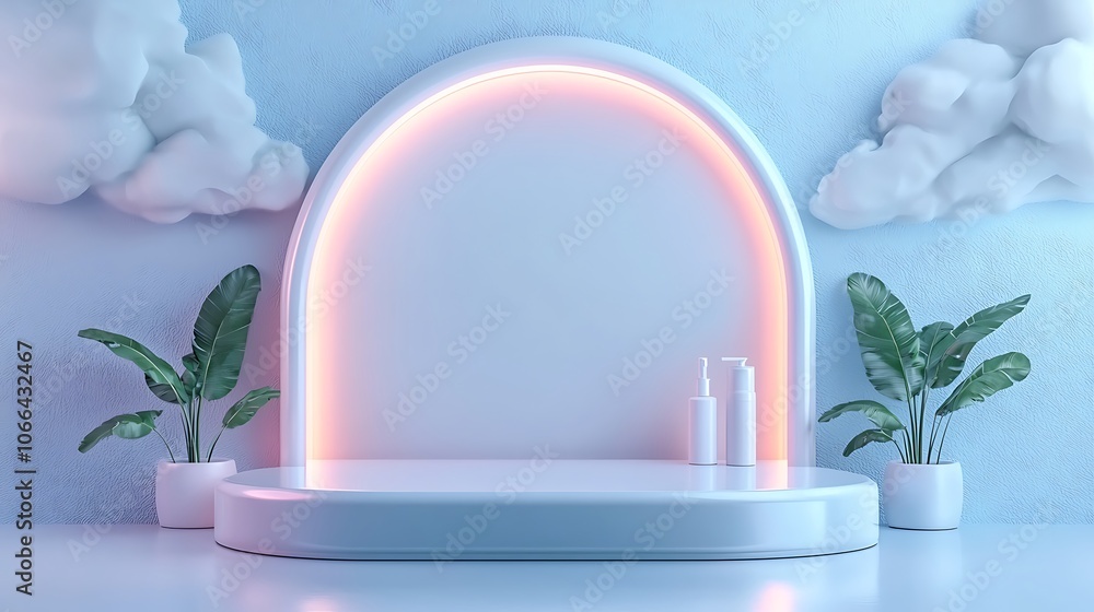 Poster create a stunning minimalist display with modern lighting for your products