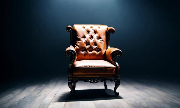 brown chair on dark background