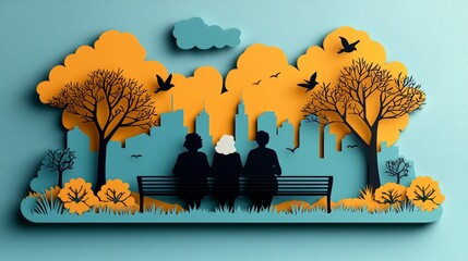 Seniors Enjoying Birdwatching in a Park Setting