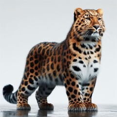 Fototapeta premium Amur Leopard isolated on a white background 1