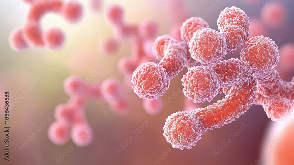 Poster bacteria cells forming colonies with visible growth patterns, showcasing intricate structures and vi