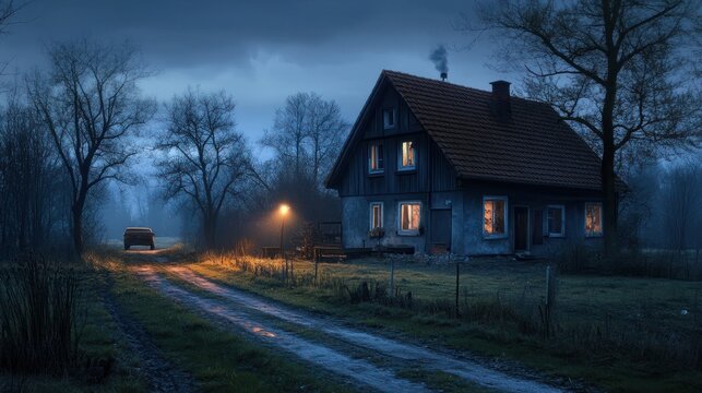 Winkelhaus Zinkdach Abend