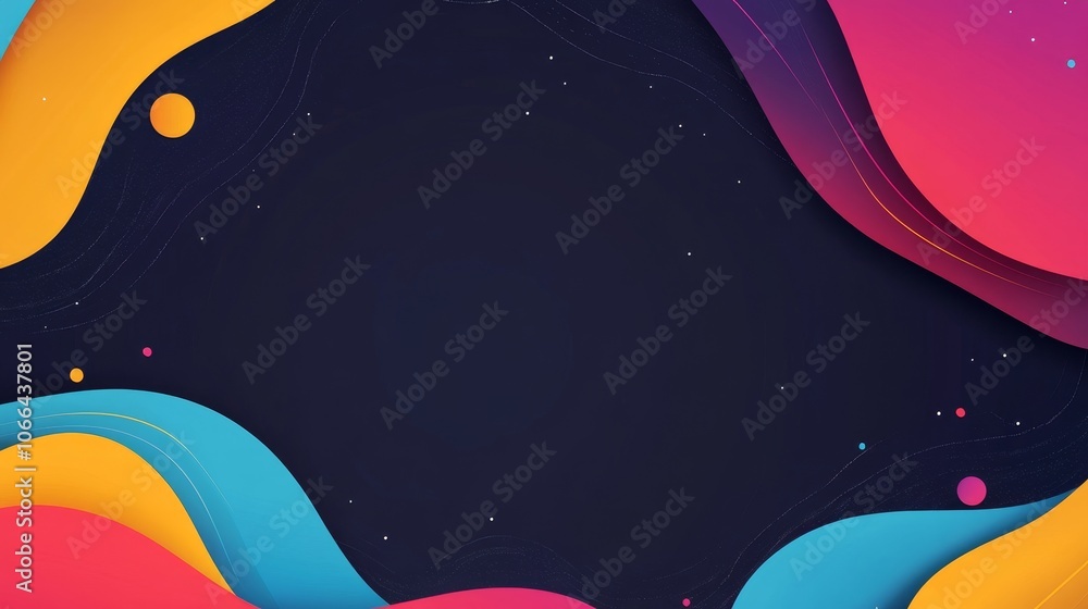 Poster a vibrant abstract background with flowing shape in bright colors, suitable for design projects.