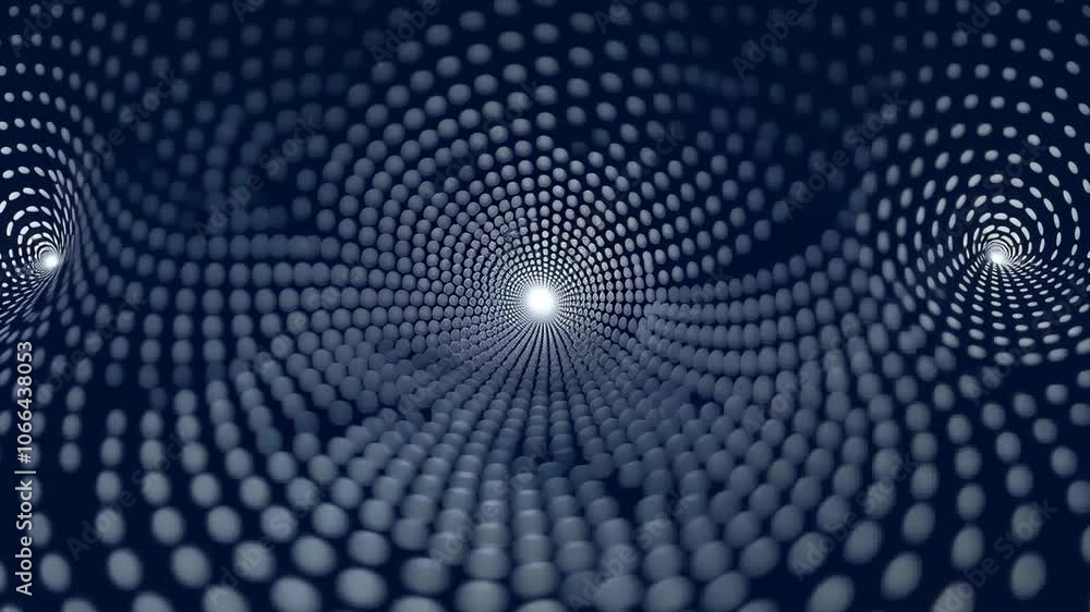 Aufkleber Abstract Swirling Dots: A mesmerizing digital artwork featuring swirling patterns of light gray dots on a dark blue background. Perfect for technology, science, and abstract design projects. 