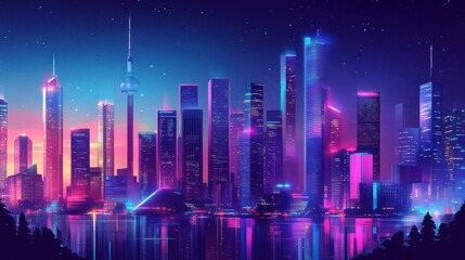 Fototapeta premium Neon Cityscape