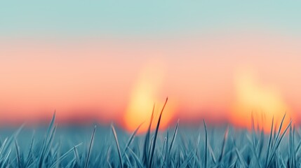 Distant Fire Smoke Rising Above Tall Grass at Sunset
