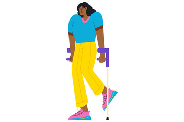 Fototapeta premium Man Walking with Crutches