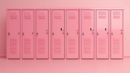 Soft Pink Gym Lockers in Bright Space