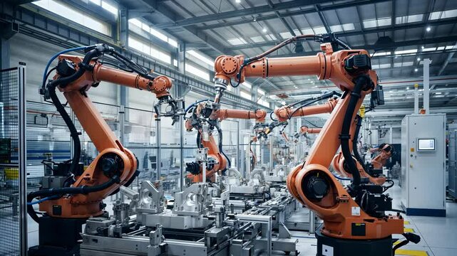 AI-controlled robotic solutions revolutionize industrial production, providing flexible and efficient automation. Robotics enable rapid adaptation to changing manufacturing demands. AI usage concept