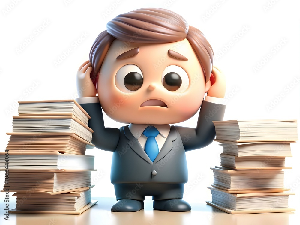 Poster business executive stress multitasking multiple screens bokeh digital art copy space concept overwhe