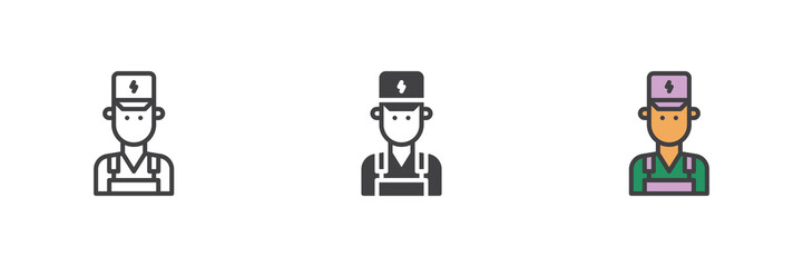 Electrician different style icon set