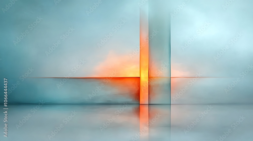 Poster abstract art captures the essence of light and reflection in a serene composition