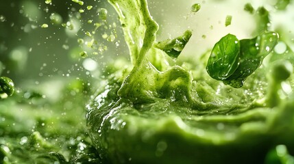 Vibrant Green Smoothie Splash: Energizing Poster for Fitness Interiors - Bring Life and Energy to Your Workout Space!