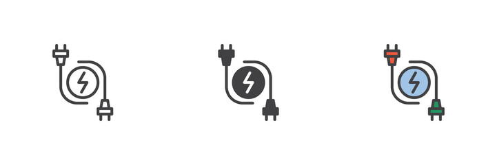 Electric plug different style icon set
