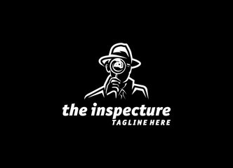 Inspecture in Black Hat Saw Logo Design Silhoutte Logo 