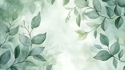 Watercolor Painting of Greenery with a White Background