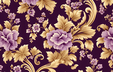 Seamless Floral Pattern with Flowers and Leaves in Vintage Style
