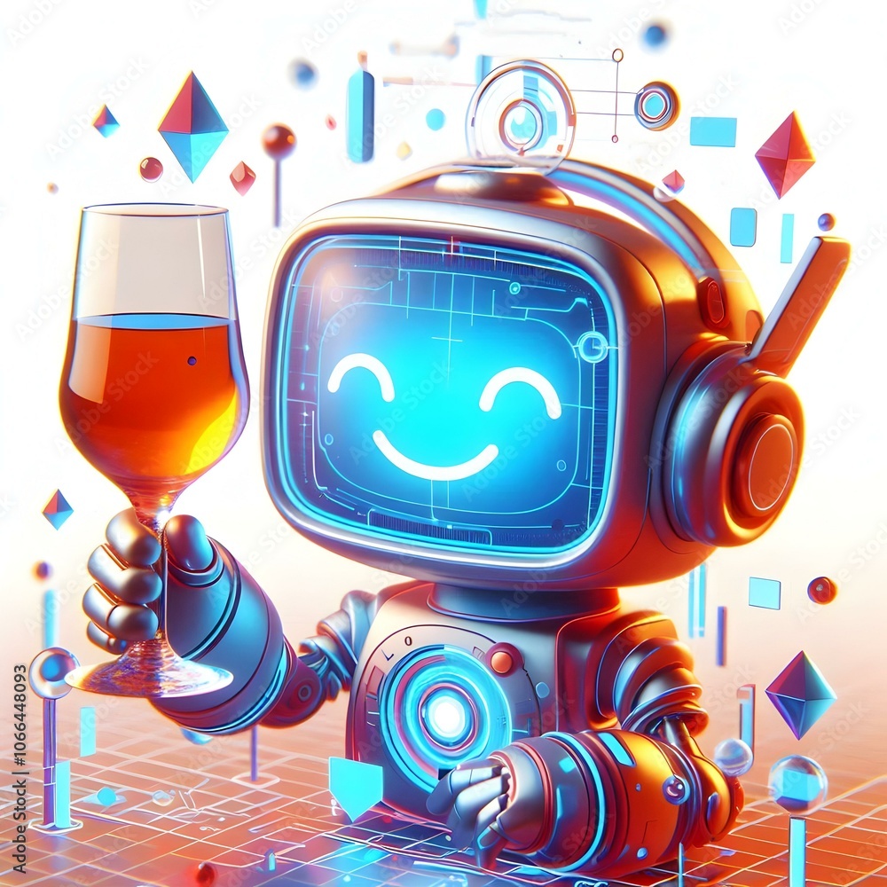 Poster 3d futuristic virtual toast concept close up macro vr holographic glasses clinking high tech environ