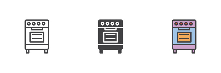 Electric stove different style icon set