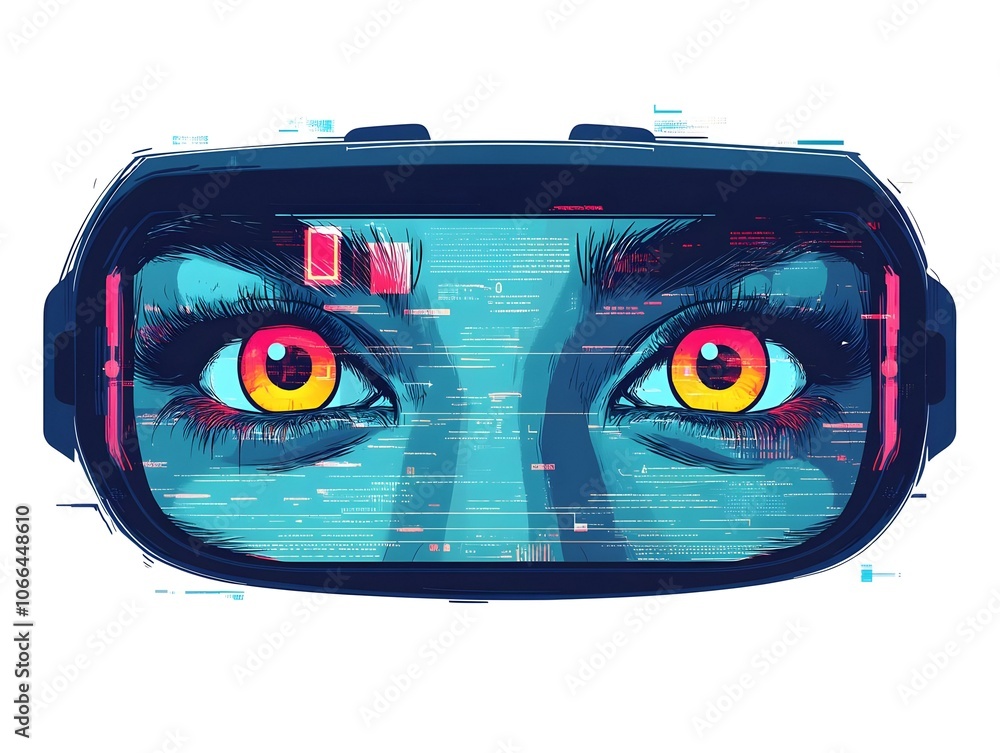 Poster futuristic side mirror data reflection excited eyes close-up macro shot capturing emotion technology