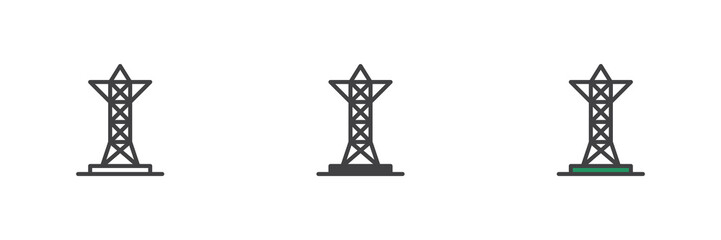 Transmission tower different style icon set