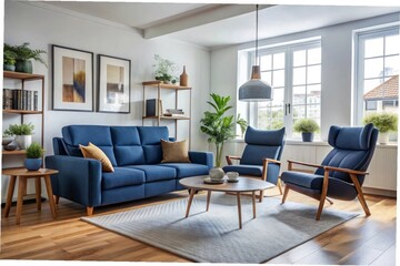 Fototapeta premium modern living room with fireplace