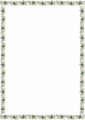 Christmas frame with festive decorations like holly, snowflakes, ornaments, and pine branches, perfect for holiday cards and invitations. Bright, cheerful, red and green theme, ideal for seasonal cele