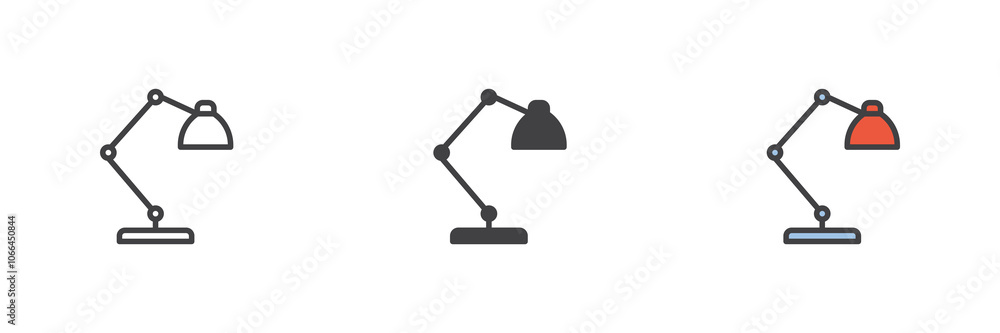 Poster table lamp different style icon set