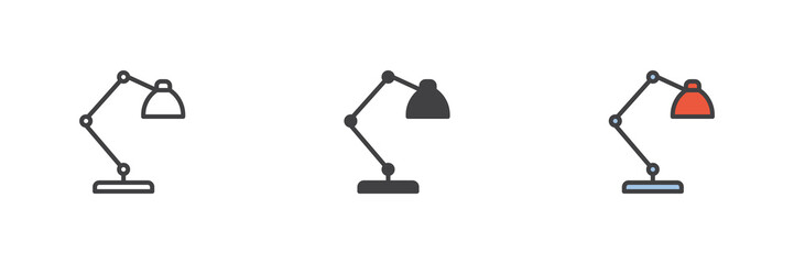 Table lamp different style icon set