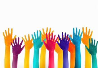 Vibrant Hands Raise Together to Celebrate Unity and Diversity