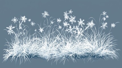 Elegant White Floral Design on Blue Background