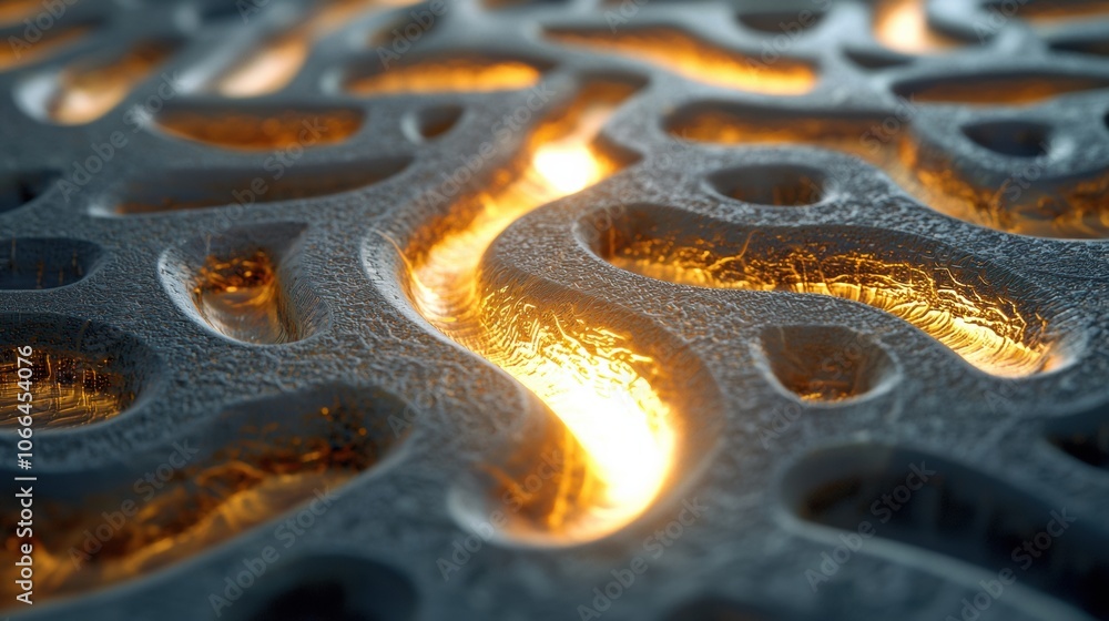 Poster abstract texture with glowing lines and organic patterns