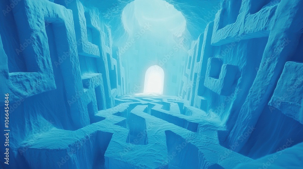 Poster ice cave with intricate maze-like structure