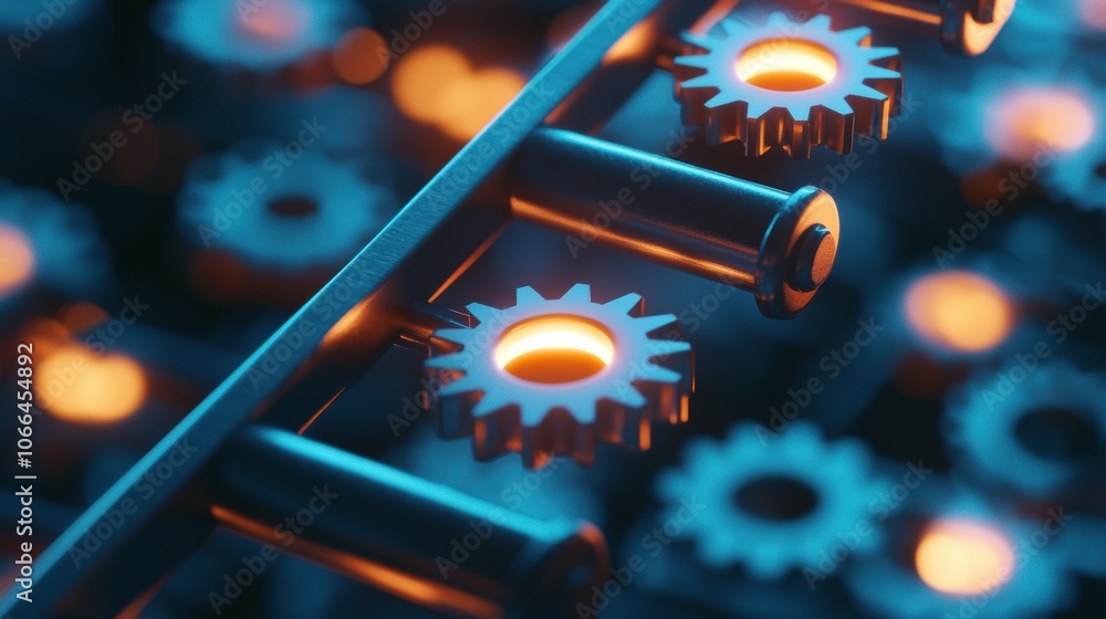 Aufkleber gears in motion with illuminated background