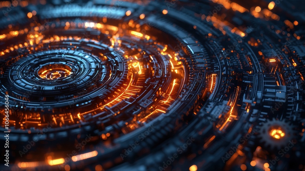 Poster futuristic abstract circuit design with glowing elements