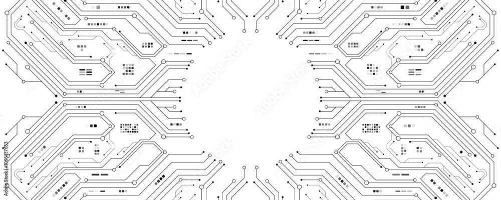 Poster ai circuit board with electronic elements for ui and gui design. futuristic hi-tech panel of connect