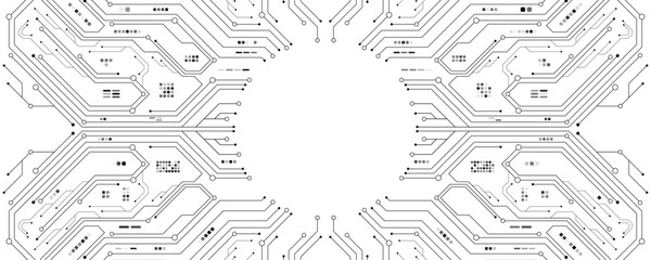 AI circuit board with electronic elements for UI and GUI design. Futuristic hi-tech panel of connected lines on white background. Vector illustration. EPS 10