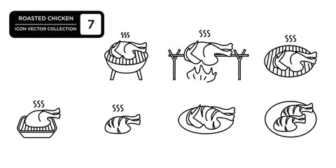 Roasted chicken icon collection, editable and resizable vector icon templates.
