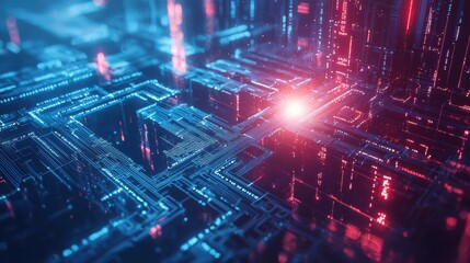 Futuristic Digital Technology in Neon Colors